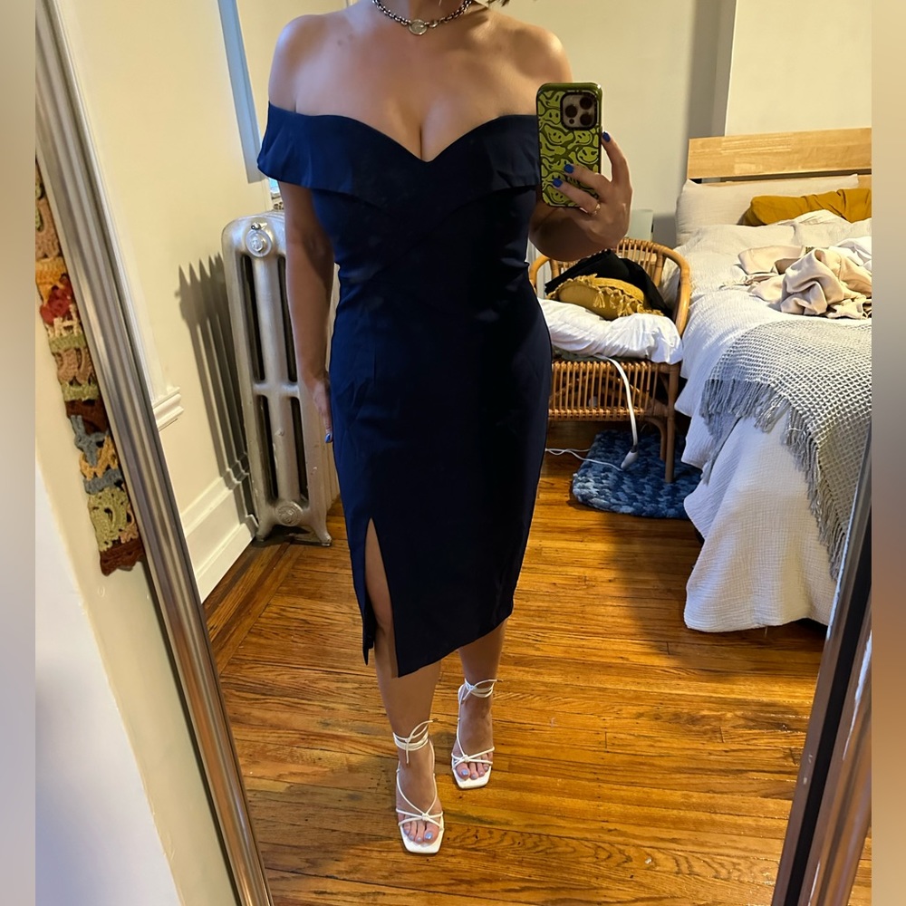 Bardot off the shoulder midi